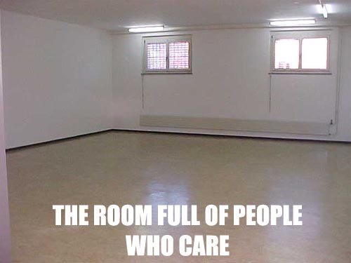 the room full of people who cares